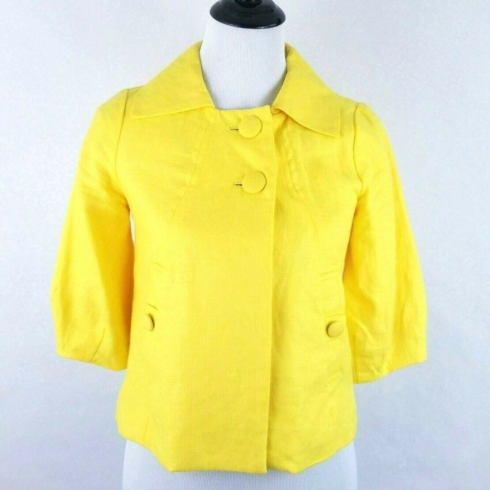 H&M 3/4 Sleeve Pleated Pea Coat Blazer Jacket